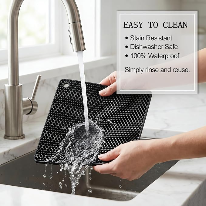 4 Pack Silicone Trivets for Hot Dishes | Heat-Resistant Non-Slip Hot Pads for Kitchen Countertops and Tables, Food-Grade Thick Silicone Mats (7.1x7.1in)
