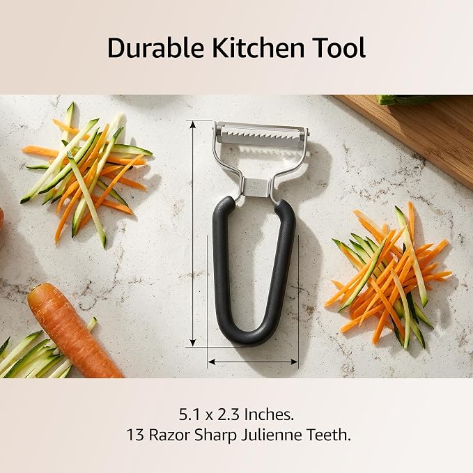 Lurch Germany Julienne Vegetable Y Peeler 5.1 x 2.3 Inches / 13 cm x 6 cm | Stainless Steel Cutter & Slicer for Carrot, Potato & Apple | Veggie Zoodles Maker | Non-slip Comfortable Handle - Black