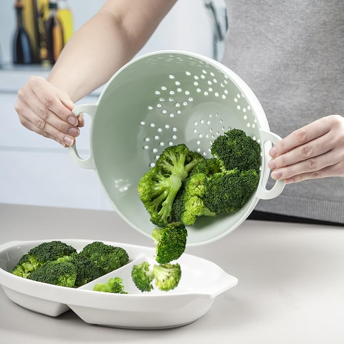 Zeal Melamine Colander, Sage Green, 30.5 x 24 x 12.5 cm