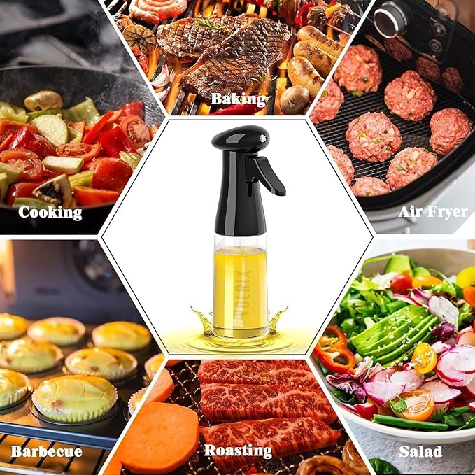 Oil Spray Bottle for Cooking, Premium Glass 2 In 1 Oil Dispenser for Kitchen, Food Grade Oil Sprayer Containers with Nozzle, Oil Bottle for Air Fryer, Roasting and Frying 500 ML (Multicolour)