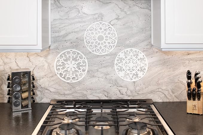 GASARE, Extra Large, Thick, 10" Silicone Trivets for Hot Dishes, Pots, and Pans, Hot Pads for Countertops, Flexible, Dishwasher Safe, 10 x ¼ Inches, Set of 3, White