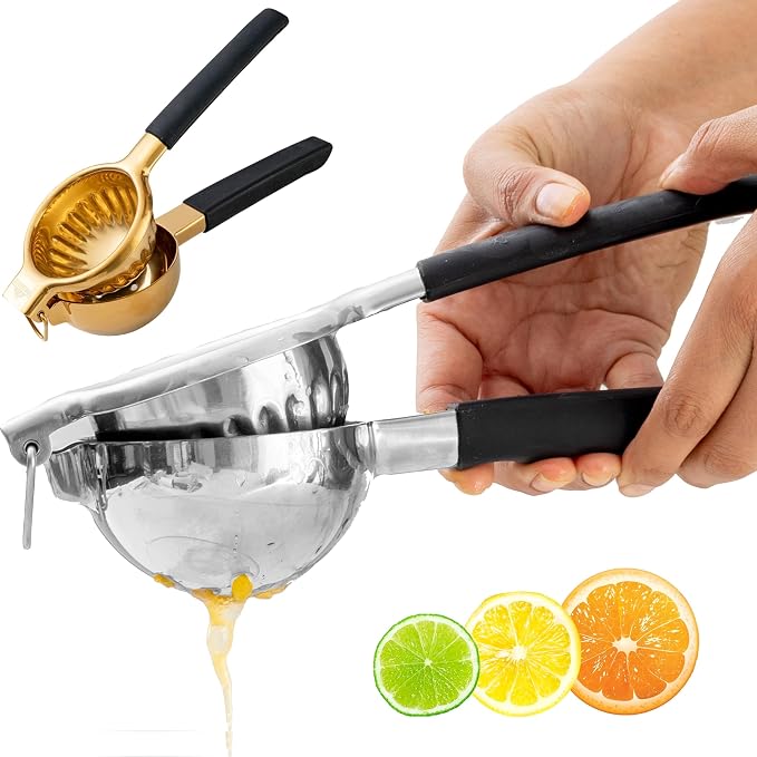A Bar Above Hand Juicer, Hand Press Juicer For Cocktails, Heavy Duty Stainless Steel, Lemon Squeezer, Grapefruit Juicer Bowl, Dishwasher Safe Juice Press, Citrus Squeezer, Home Bars, Silver