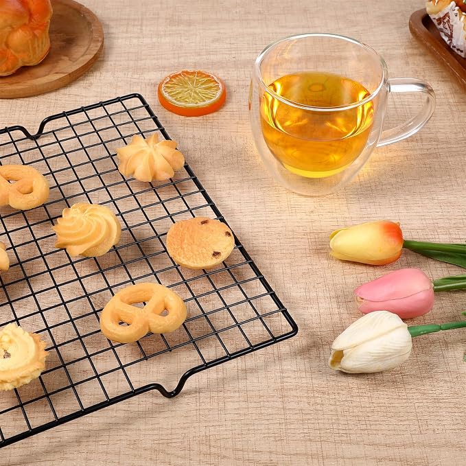 5PCS 15.74" x 9.84" Black Stainless Steel Cooling Racks for Baking, Cooking, Roasting, and Grilling, Baking Rack Oven Safe & Dishwasher Safe Heavy Duty Wire Rack Set