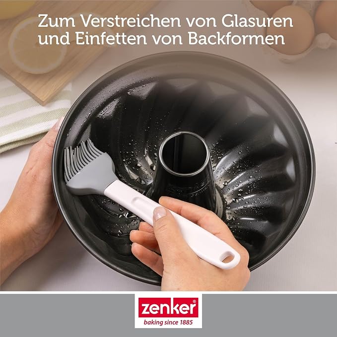 Zenker Pure Elegance Pastry Brush, Made of Silicone, for Spreading Glazes and Greasing, Heat Resistant up to 230 °C, Dishwasher Safe, Designed in Germany, Grey