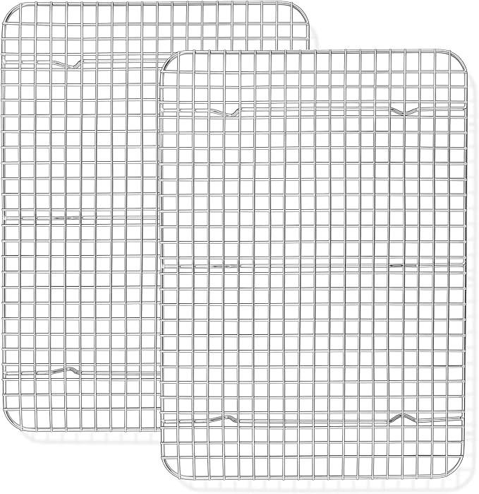 TeamFar Cooling Racks, 2 Pack 15.3" x 11.2" Stainless Steel Grid Wire Rack for Baking Roasting Grilling Drying, Metal Mesh Oven Rack for Chicken Bacon Cookies, Non-Toxic & Dishwasher Safe