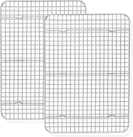 TeamFar Cooling Racks, 2 Pack 15.3" x 11.2" Stainless Steel Grid Wire Rack for Baking Roasting Grilling Drying, Metal Mesh Oven Rack for Chicken Bacon Cookies, Non-Toxic & Dishwasher Safe