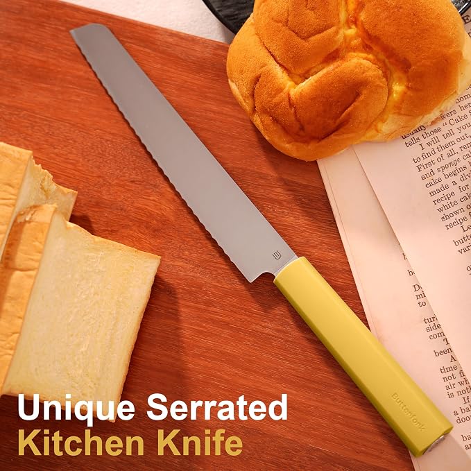 7.5" Serrated Bread Knife for Homemade Bread, AR-RPM9 Steel & Innovative Wavy Edge, Professional Serrated Knife for Sourdough Bread Cake, Gift for Baker Home Chefs