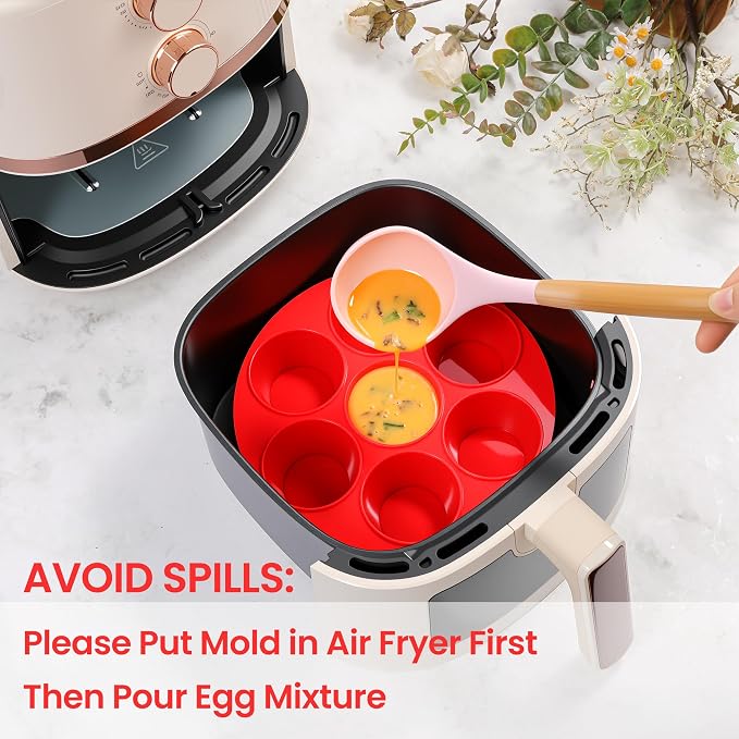 CAKETIME Silicone Muffin Pans for Air Fryer, Oven Baking Nonstick | Food-Grade, for Egg Bites, Muffins, Cupcakes, Mini Quiche 2 Pack