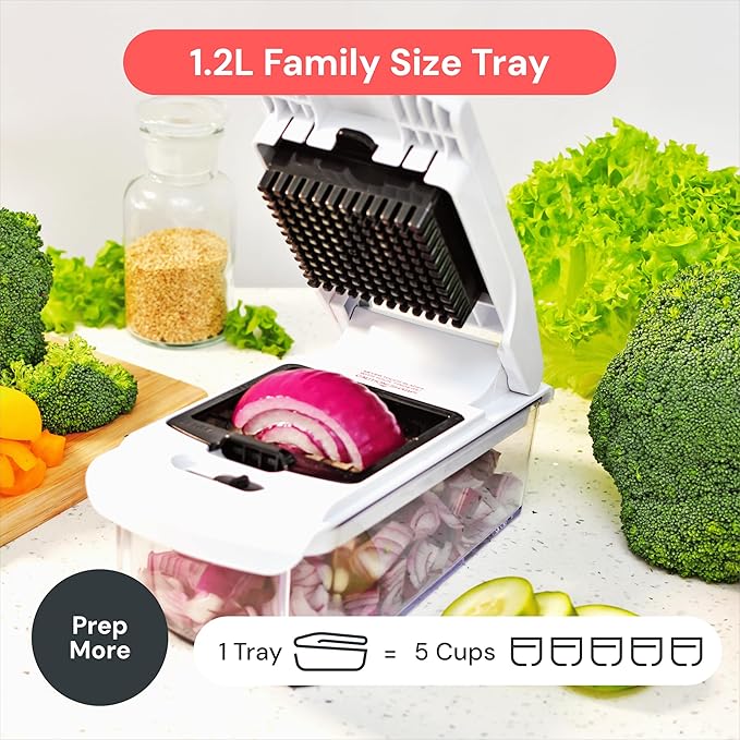 Fullstar Pro Original Vegetable Chopper - Chopper and Spiralizer - Food Chopper with Container, Fruit Cutter, Onion Dicer - All-in-One Prep Tool - Kitchen Gadgets and Gifts (4 in 1, White)