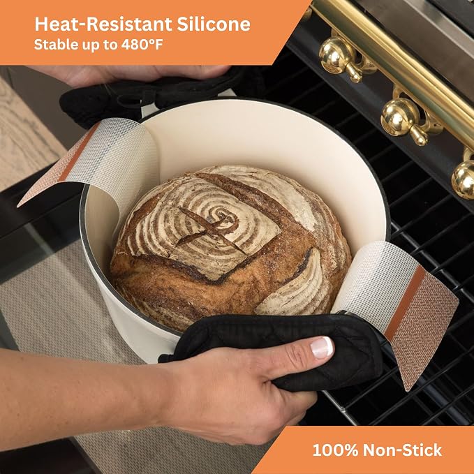 Silicone Bread Sling, Exclusive SureHold Handles, Silicone Sourdough Baking Sling, the Bread Mat for Bread Making Tools, Sourdough Bread Baking Supplies (1)