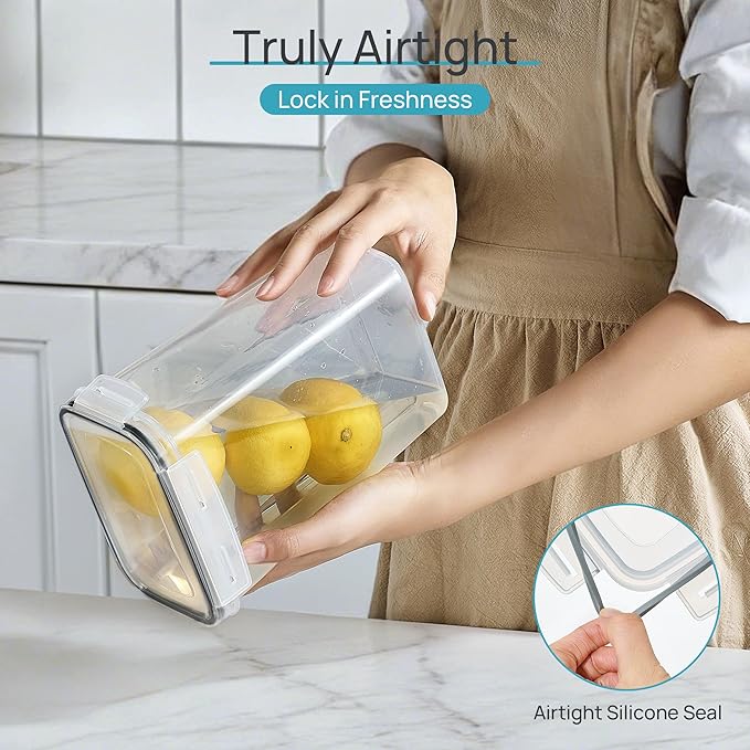Vtopmart Airtight Food Storage Containers with Lids, 24 pcs, Black | For Cereal Pasta Snack Flour Sugar, BPA Free, Airtight Seal, Multiple Sizes, Dishwasher Safe (Not Lids), Includes 24 Labels