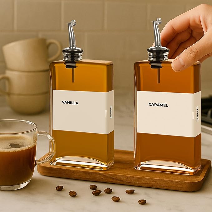 Glass Oil Dispenser for Kitchen, Olive Oil Dispenser Bottle, 4 Pack, Silver