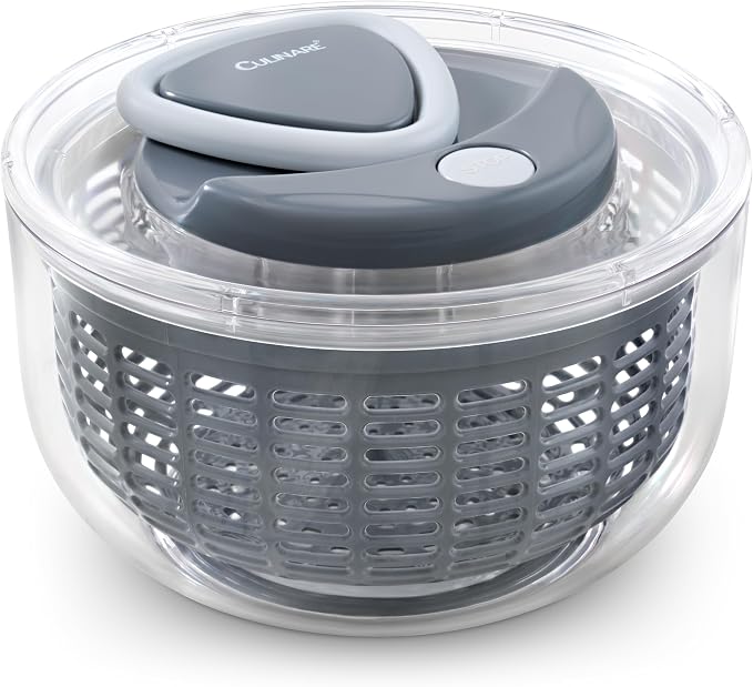 Culinare Small Salad Spinner for 2-4 Servings – Compact Lettuce Dryer with Non-Slip Base, Brake Button, Easy Clean Food-Safe Plastic Vegetable Washer & Salad Dryer