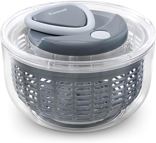 Culinare Small Salad Spinner for 2-4 Servings – Compact Lettuce Dryer with Non-Slip Base, Brake Button, Easy Clean Food-Safe Plastic Vegetable Washer & Salad Dryer