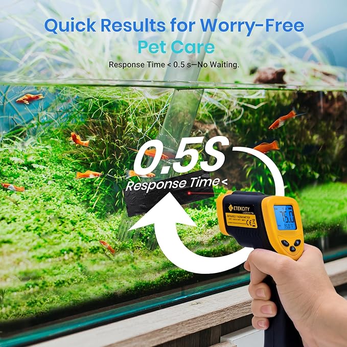 Etekcity Infrared Thermometer Laser Temperature Gun, -58°F to 1130°F | Adjustable Emissivity, MAX Display, Pizza Oven, BBQ, Meat, Candy, HVAC, Refrigerator, Non-Contact Temperature Measurement