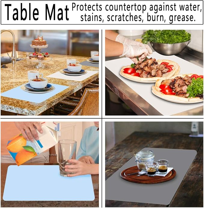 Gartful Silicone Crafts Mat, Silicone Sheets for Crafts, Painting, Nail Arts, Clay, Resin Jewelry Casting Molds Mat, Table Pad Placemat, Nonstick Nonslip, Gray & Beige & Light Blue (15.7x11.8 inch)