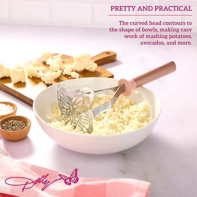 Dolly Parton Butterfly Potato Masher – Stainless Steel Masher with Curved Butterfly Head, Rust-Resistant, Dishwasher Safe, Kitchen Tool for Potatoes, Avocados and More, 11 Inch