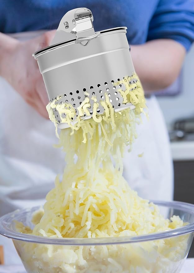 GloTika Large 15oz Potato Ricer, Heavy Duty Stainless Steel Potato Masher with Ergonomic Handle, Masher and Ricer Kitchen Tool for Mashed Potatoes, Noodle Maker