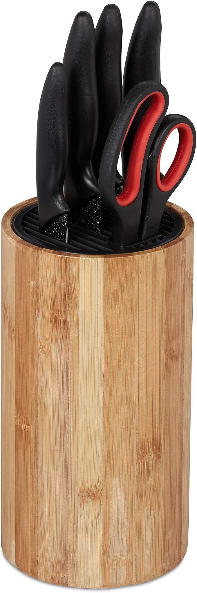 Relaxdays 10027601 Empty Bamboo Knife Block, Without Knives, for up to 10 Pieces, Rack HxD 23x12.5 cm, Natural