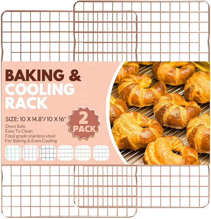 2 PCS Cooling Racks for Cooking and Baking, 14.8x10 Inches Stainless Steel Cooling Rack, Sheet Pan with Wire Rack for Baking Sheet, Bacon Rack Oven Safe Fits Jelly Roll Sheet Pan
