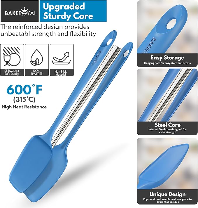 BakeRoyal Silicone Spatulas Set - Blue
