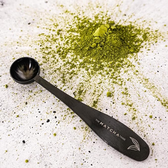 Black Matte Stainless Steel 1 Gram (1/2 Teaspoon) Matcha Measuring Spoon for Perfect Matcha Lattes.