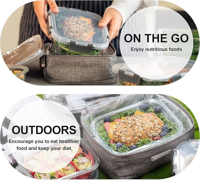 Glass Food Storage Containers with Lids Airtight, Glass Meal Prep Containers for Lunch Food, Container Set, Easy to Open& Close/Microwave,Oven,Freezer,Dishwasher Safe/Leak-Proof（20 Pieces）