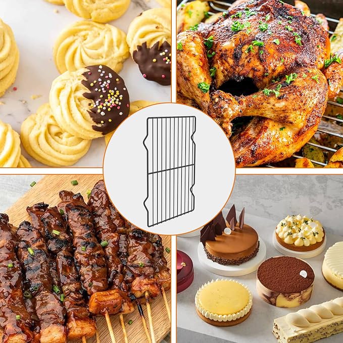2 Pack Cooling Rack for Baking, 8.3" x 11.4" Stainless Steel Grill Rack, Small Grid Baking Rack for Baking Cooking Roasting Oven (Black)