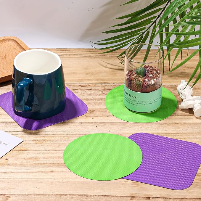 LUTER 4pcs Jar Opener Gripper Pad for Seniors with Weak Hands, Rubber | Multi-function Silicone Bottle Opener Lid Cap Rubber Gripper Pads Kitchen Coasters Gadgets, Green, Purple