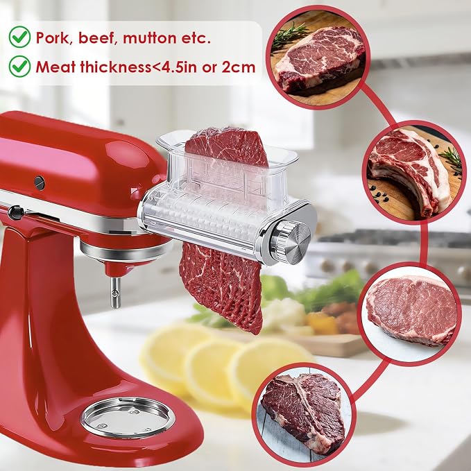 Stainless Steel Meat Tenderizer Attachment for KitchenAid Stand Mixer | 3 Adjustable Thickness, Stainless Steel Meat Tenderizer Tool , Dishwasher Safe, Suitable for Steaks, Pork Chops