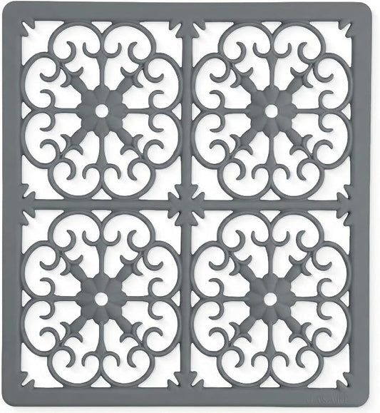 GASARÉ, Extra Large, Thick, Silicone Trivet for Hot Dishes, Pots, and Pans, Heat Resistant Mat for Countertop, Hot Pad for Kitchen, Easy to Clean, 12 x 11 x 3/8 Inches, Gray