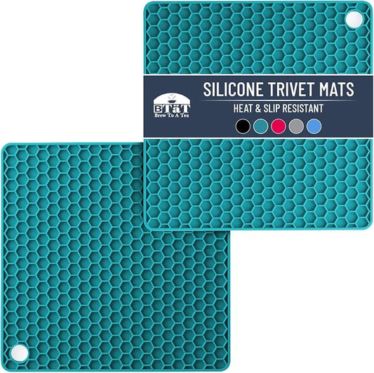 BTaT Silicone Trivet Mats, 2 Pack - Green, Protects Hot Pots & Pans