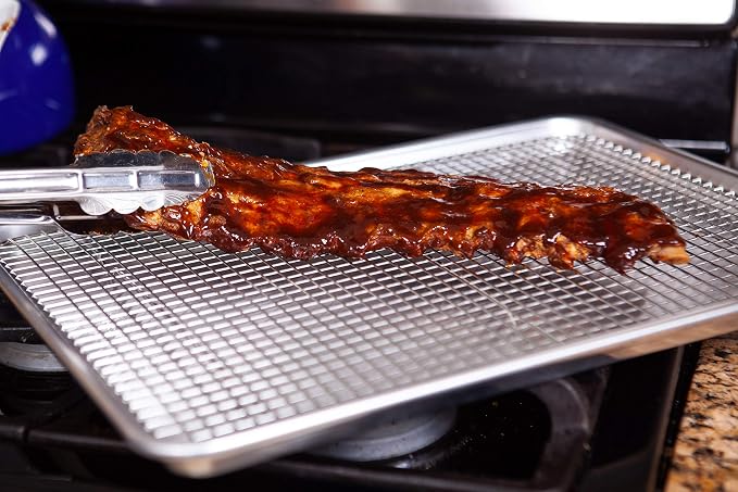 Stainless Steel Cooling Rack - Heavy Duty and Oven Safe, Good for Cooling, Baking and Roasting - Fits Half Sheet Pans - Perfect for Cookies, Cakes & More (12" x 17")