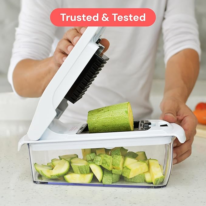 Fullstar Pro Original Vegetable Chopper - Chopper and Spiralizer - Food Chopper with Container, Fruit Cutter, Onion Dicer - All-in-One Prep Tool - Kitchen Gadgets and Gifts (4 in 1, White)