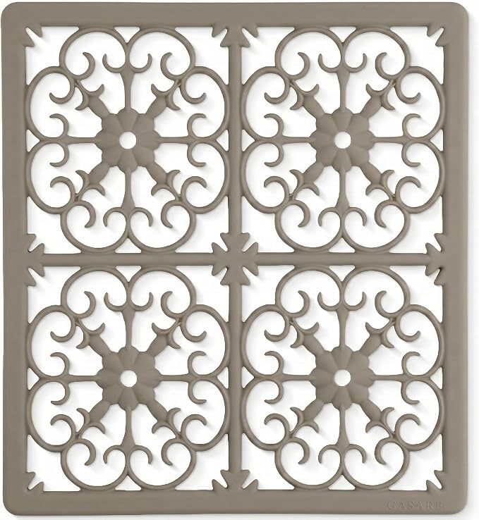 GASARÉ, Extra Large, Thick, Silicone Trivet for Hot Dishes, Pots, and Pans, Heat Resistant Mat for Countertop, Hot Pad for Kitchen, Easy to Clean, 12 x 11 x 3/8 Inches, Taupe