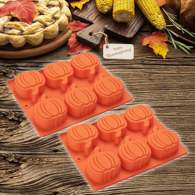 Pumpkin Muffin Mold 3 Pack Pumpkin Cake Pan Silicone Molds, Mini Cake Trays Thanksgiving Halloween Baking Molds Cupcake Pan Hot Chocolate Bomb Mold for Thanksgiving Fall Baking