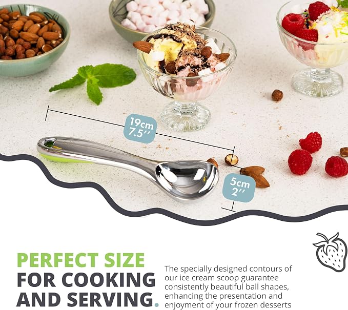 Oliver's Kitchen ® Ice Cream Scoop - Create Perfect Spheres with Our Heavy Duty Ice Cream Scooper - Comfortable Grip Handle Makes Light Work of Frozen Hard Ice Creams!