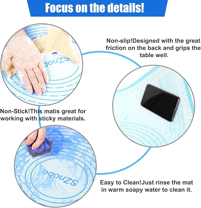 Silicone Pastry Mat 36x24 Inch Extra Large Baking Mat with Measurements, Nonstick Kitchen Counter Mats for Dough, Pastry, Dough Rolling, Kneading Board, Pie Crust, Fondant, Bread, Pasta, Pizza