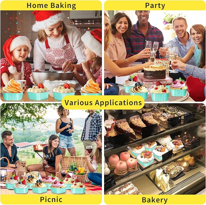 10oz Mini Cake Pans with Lids, 40 Pack Aluminum Foil Brownie Pans,Disposable Ramekins Muffin Tins,Square Baking Pans Cupcake Cups,Individual Dessert Containers Flans for Brownie - Blue