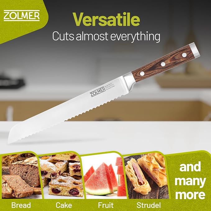 Bread Knife for Homemade Bread – 7.8" Serrated German Steel Blade with Wood Handle – Razor Sharp Sourdough Knife for Clean, Effortless Slicing