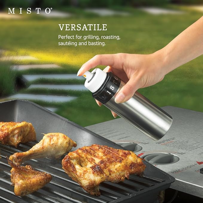 Misto Gourmet Olive Oil Sprayer Set of 2 Aluminum Bottles - Refillable Pump Mister for Cooking, Salads, Grilling - 3.2 oz Each, No Propellants