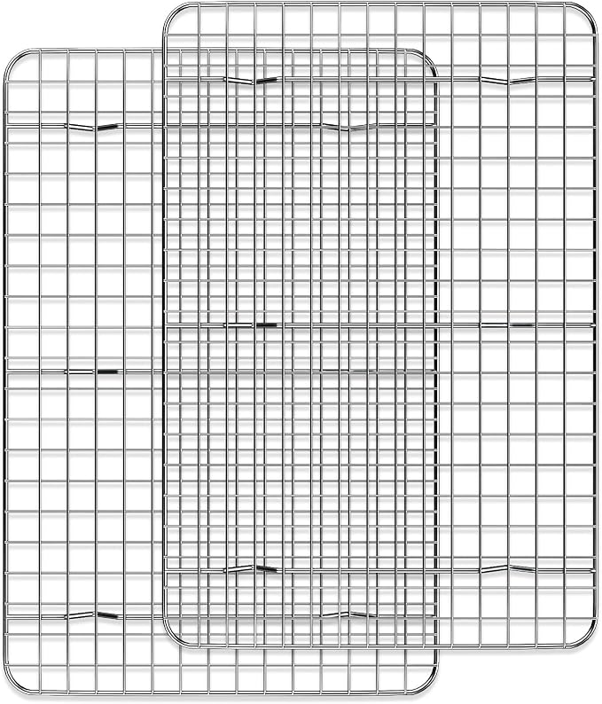 Cooling Rack for Baking 2-Pack, 15 x 10 Inches Baking Rack, Stainless Steel Wire Cookie Rack Fits Jelly Roll Sheet Pan, Oven Safe for Cooking, Roasting, Grilling