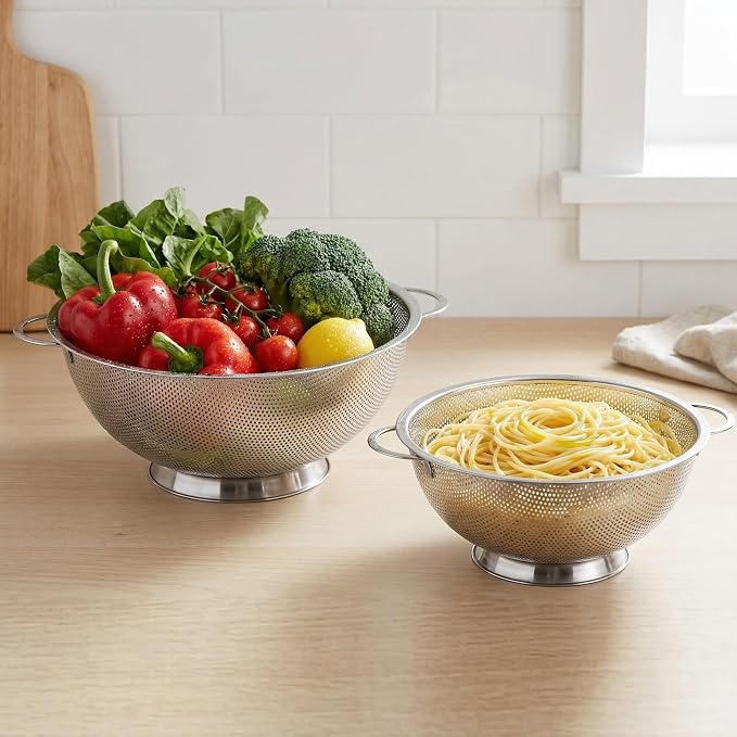 Kaishun Colander Stainless Steel 5-Quart, Strainer for Kitchen Food