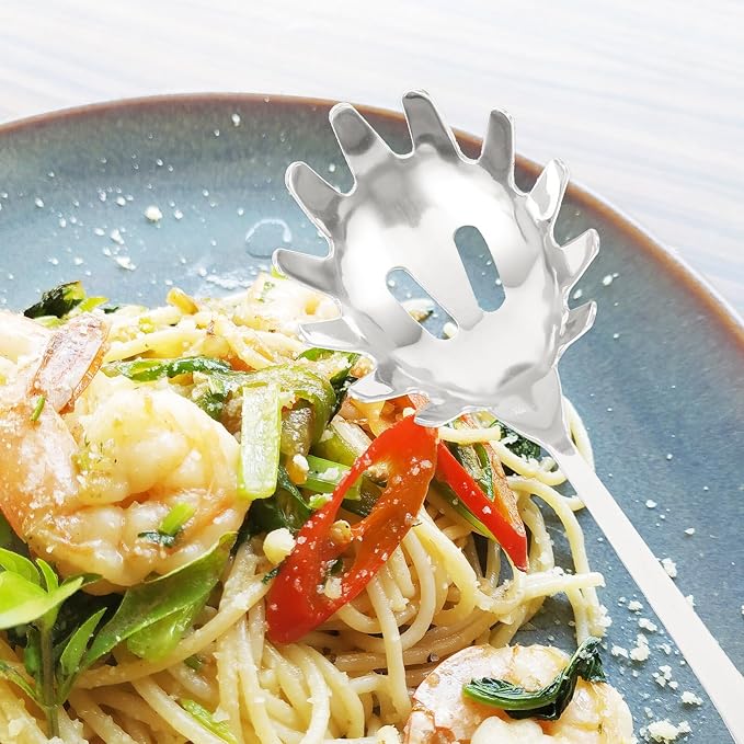 9.4 Inch Stainless Steel Pasta Spoon,Spaghetti Spoon Noodle Fork Pasta Dumpling Egg Scoop for Home Restaurant Bar Kitchen Cooking Tools