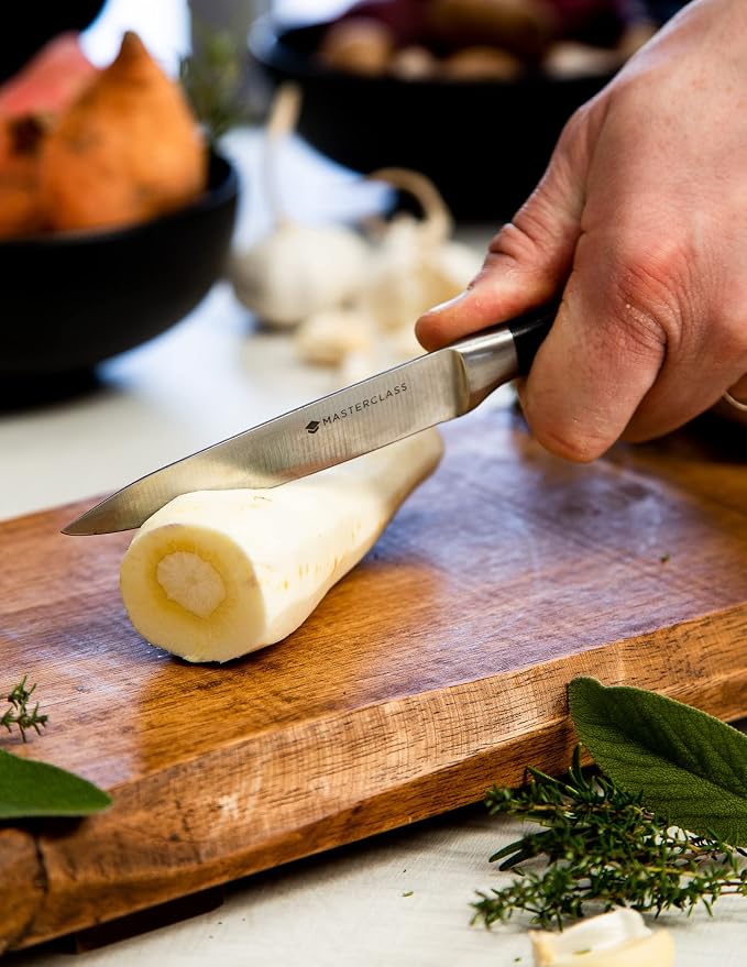 MasterClass All Purpose Small Kitchen Knife with EdgeKeeper Knife Sharpener Sheath, Stainless Steel, 11 cm