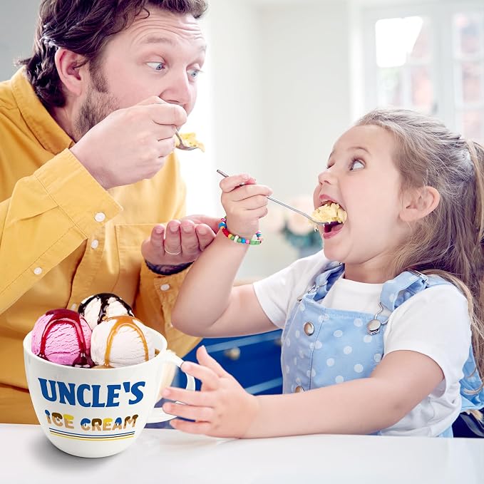 Uncle Gifts, Gifts for Uncle Fathers Day from Niece Nephew, Uncle's Ice Cream Bowl Scoop Shovel Spoon Set, Uncle’s Ice Cream Gift, Christmas Birthday Father's Day Present for Him Man