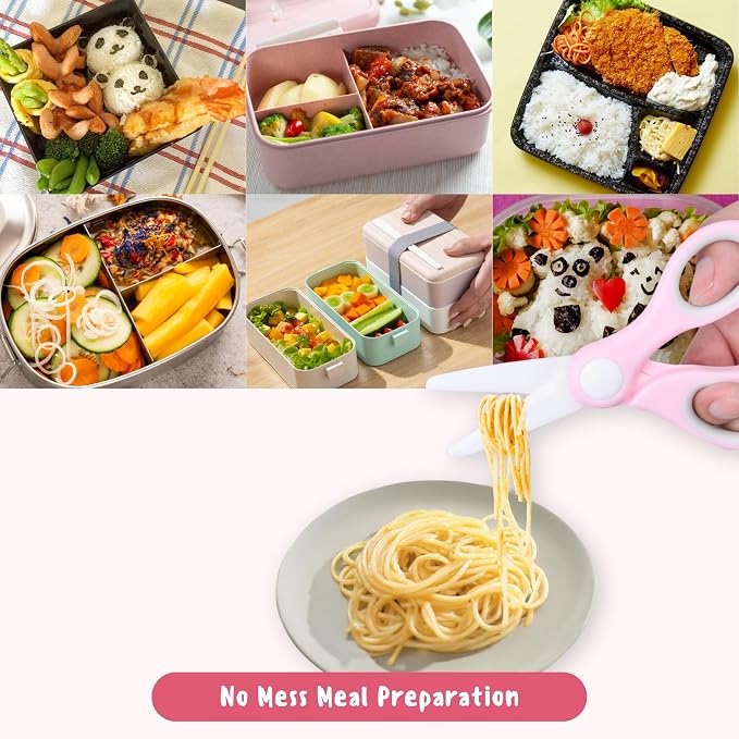 Ceramic Baby Food Scissors - Portable Shears - Healthy Food Cutter with Dust Cover and Storage Case - Cuts Meat, Chicken, Vegetables, Fruits (2-Pack) (Pink - 2 pack)