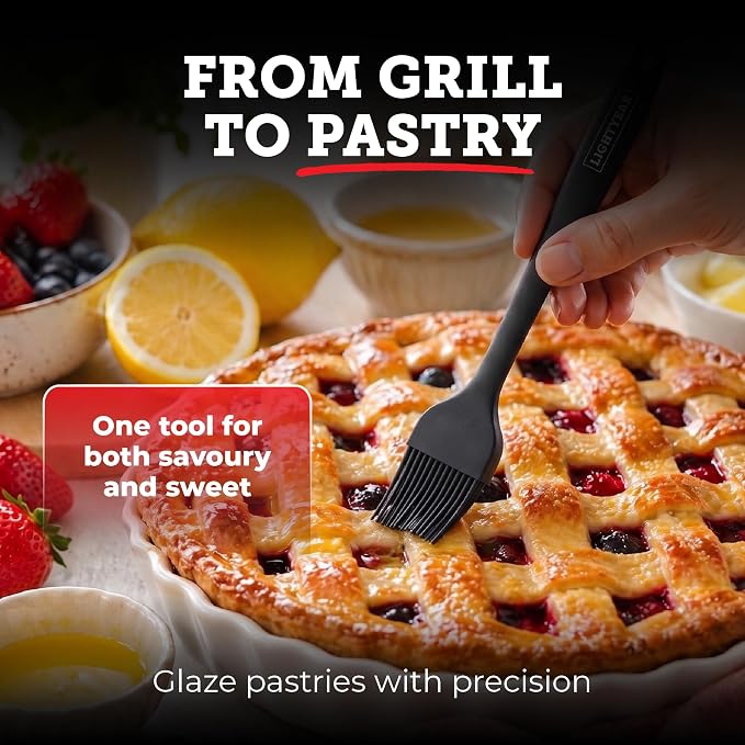 Lightyear Silicone Basting Pastry Brush Set (2 Pcs) ❘ 450°F Heat Resistant Oil Brush for Your Kitchen - Ideal For BBQ’s, Baking & Cooking | 100% Food Grade Silicone - BPA Free & Dishwasher Safe