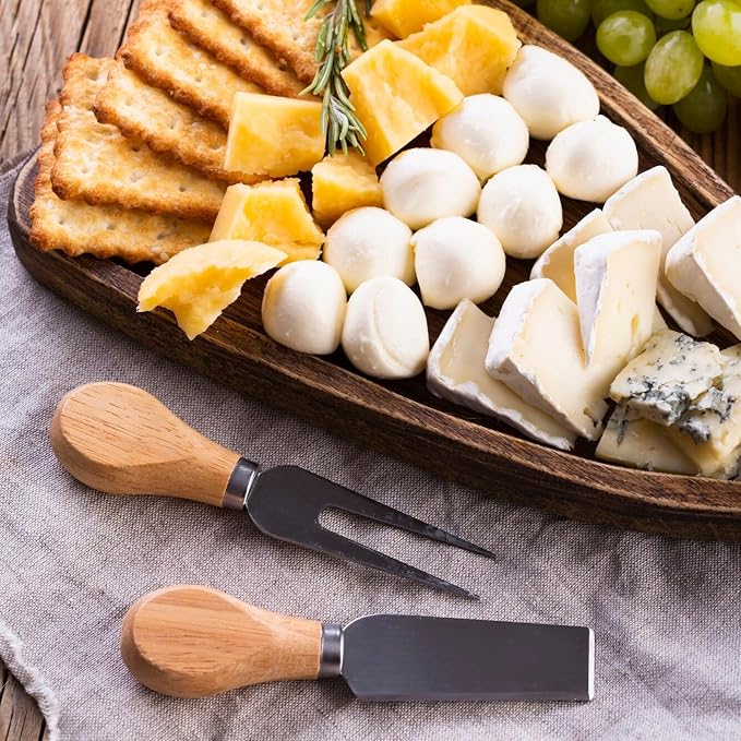 Charcuterie Board Accessories, 23 Pieces Silver Stainless Steel Cheese Knife Set with Wooden Handle for Charcuterie Utensils, Mini Serving Tongs Spreaders Spoons Forks Honey Dippers and Flags