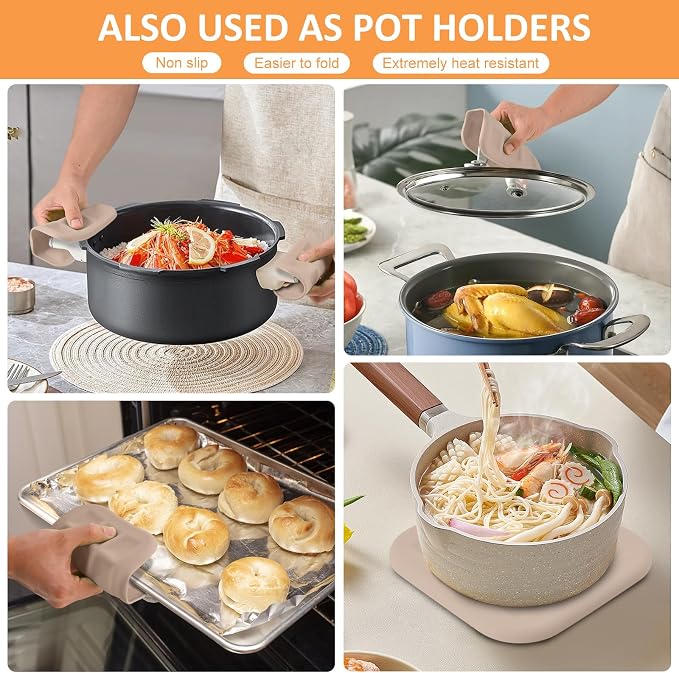 Silicone Trivets for Hot Pots and Pans, 6 Pack, Brown